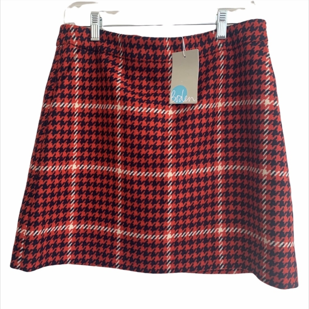 NWT Boden Tweed Houndstooth Mini Skirt, 8P